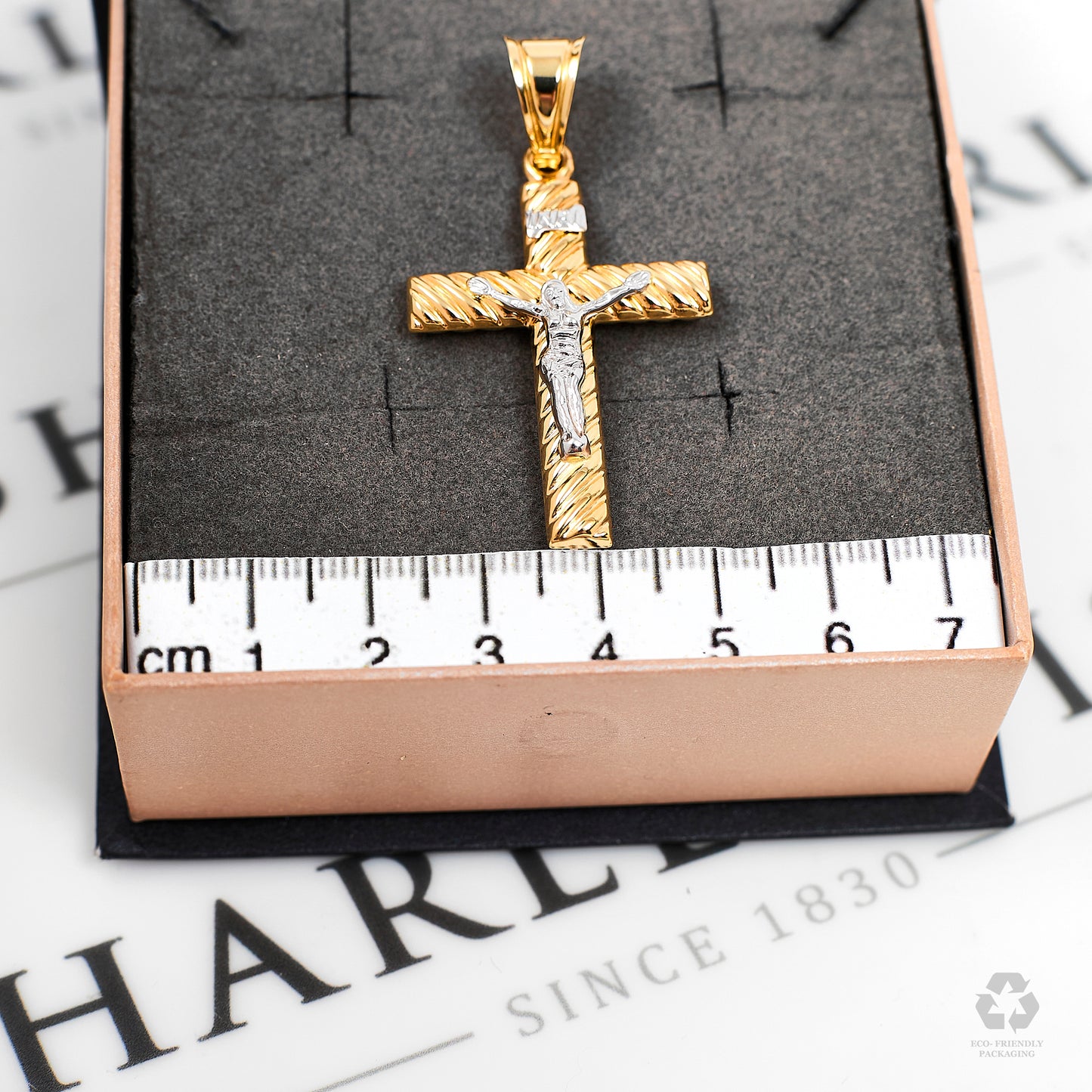 Pre-Owned 14ct Gold 2 Tone Hollow Crucifix Pendant