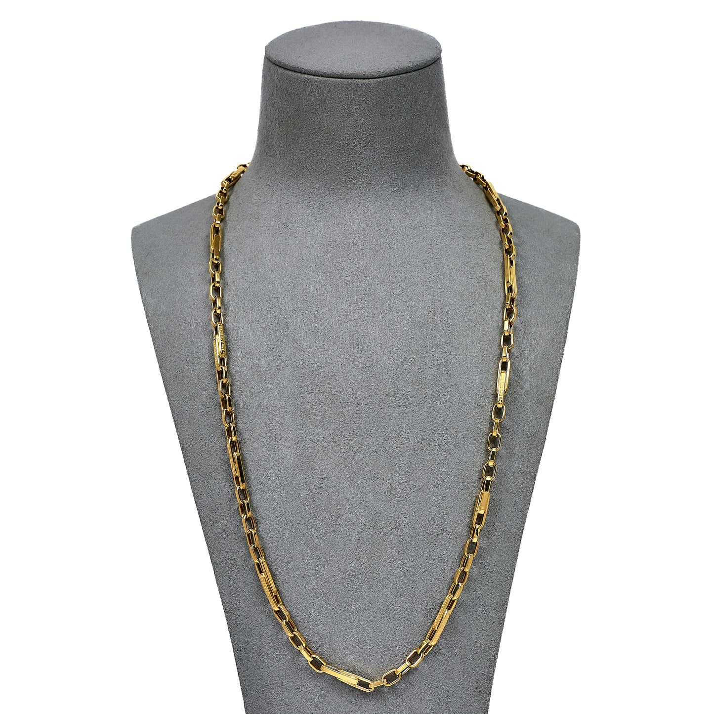 Pre-Owned 14ct Gold Paperchain Link Greek Key Necklace