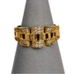 Pre-Owned 14ct Gold CZ Watch Link Design Ring Size O