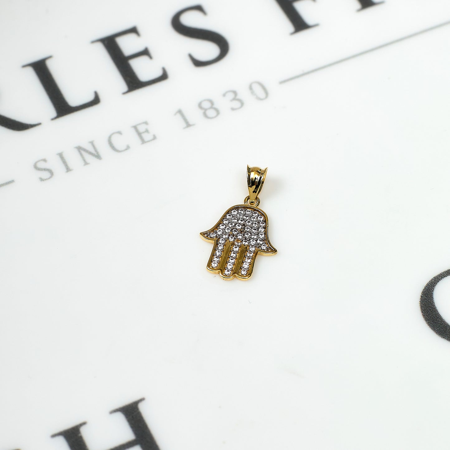 Pre-Owned 9ct Gold CZ Hamsa Pendant