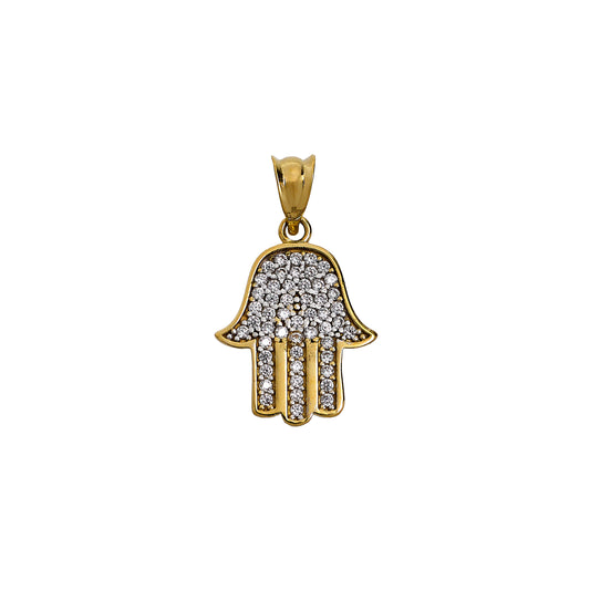 Pre-Owned 9ct Gold CZ Hamsa Pendant