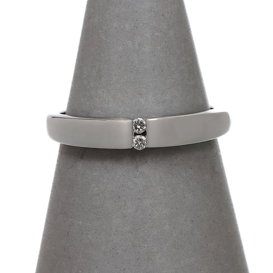 Pre-Owned 9ct White Gold 2 Diamond Band Ring Size N