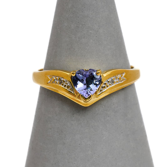 Pre-Owned 9ct Gold Heart Shape Tanzanite & Diamond Ring