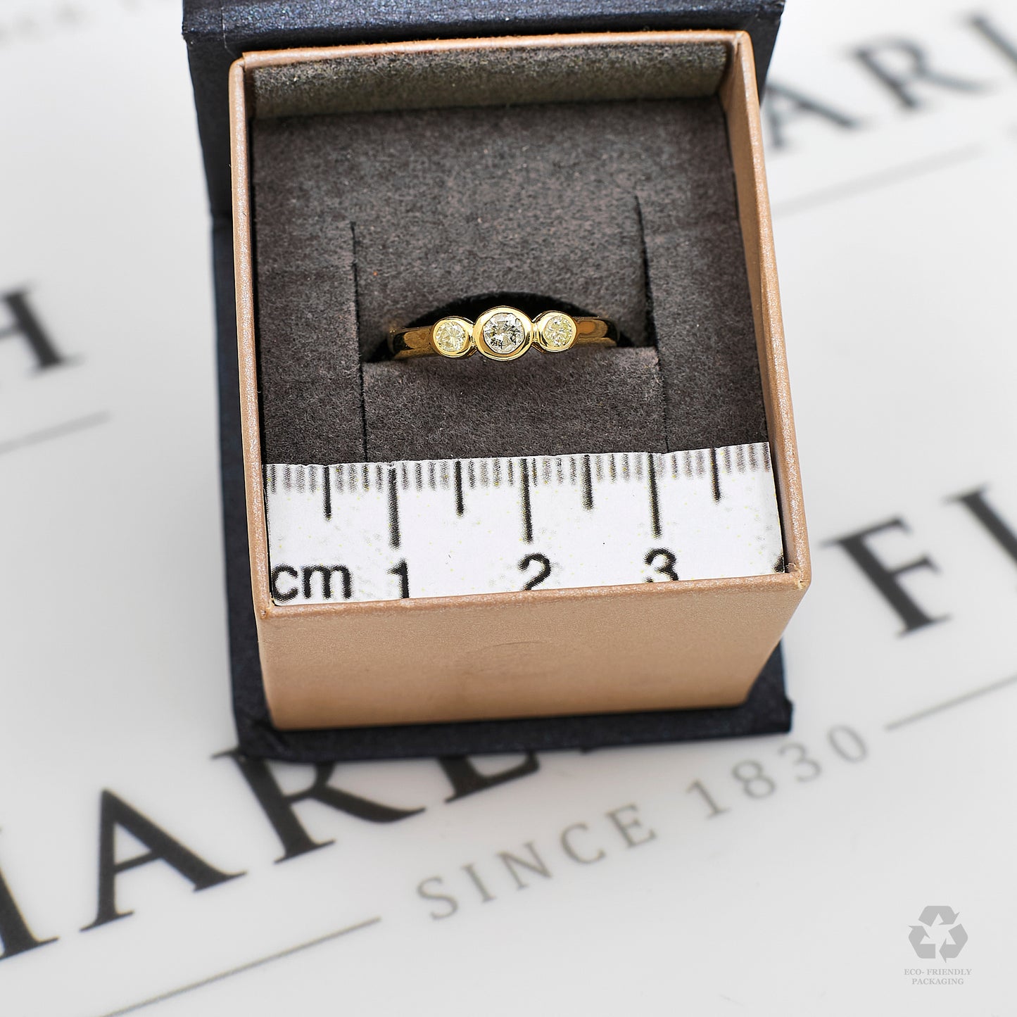 Pre-Owned 9ct Gold 3 Rubover Diamond Ring Size L