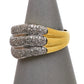 Pre-Owned 9ct Gold Diamond 3 Row Wave Design Ring Size U