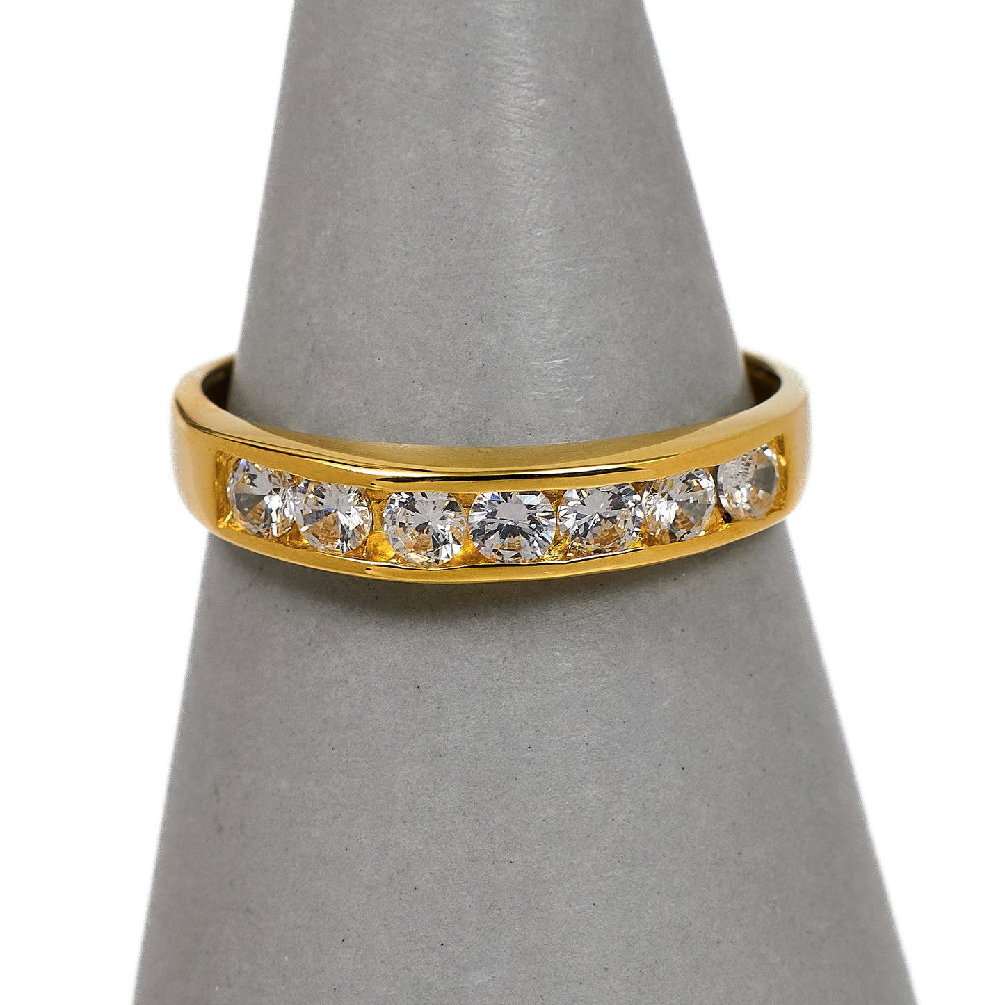 Pre-Owned 18ct Gold 7 CZ Dress Ring Size P