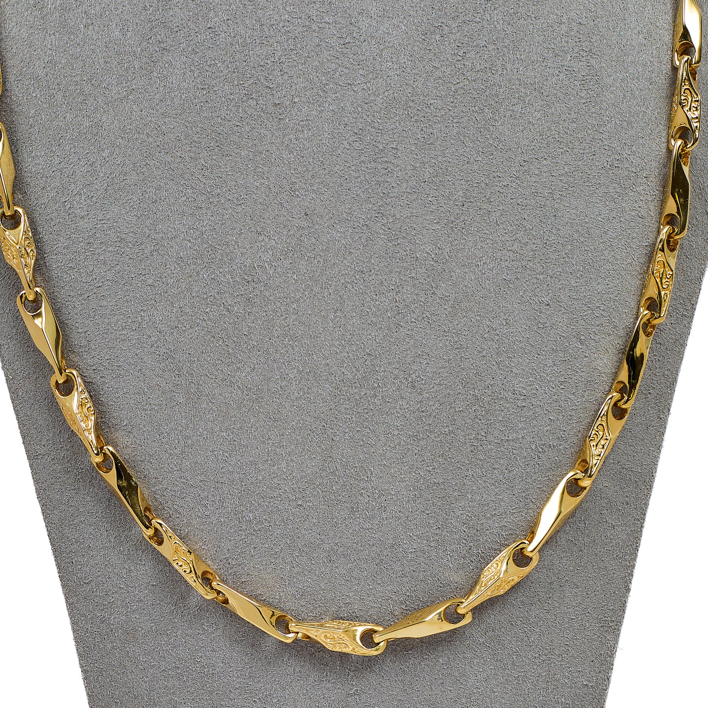 Pre-Owned 9ct Gold Tulip Link Pattern Polish Necklace
