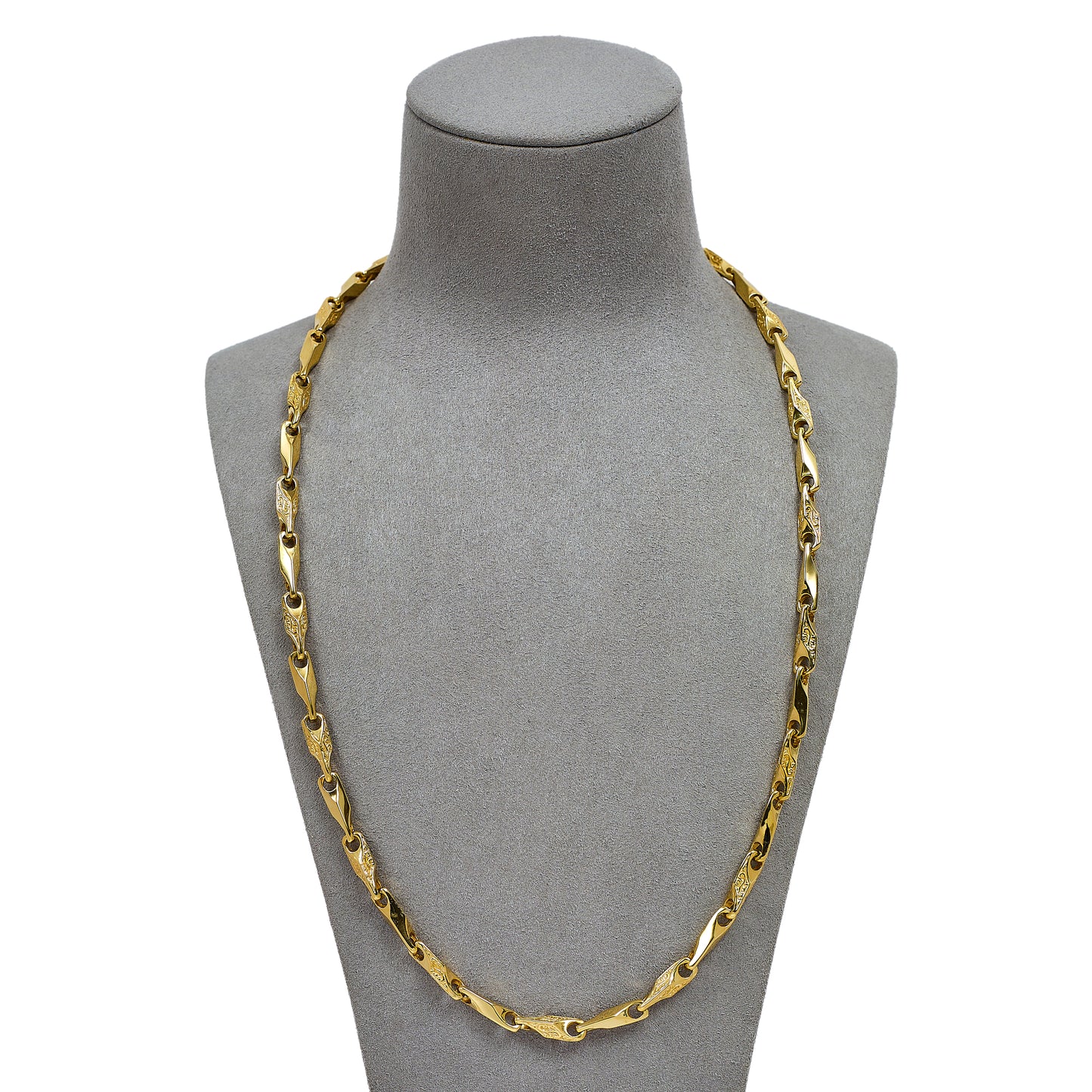 Pre-Owned 9ct Gold Tulip Link Pattern Polish Necklace