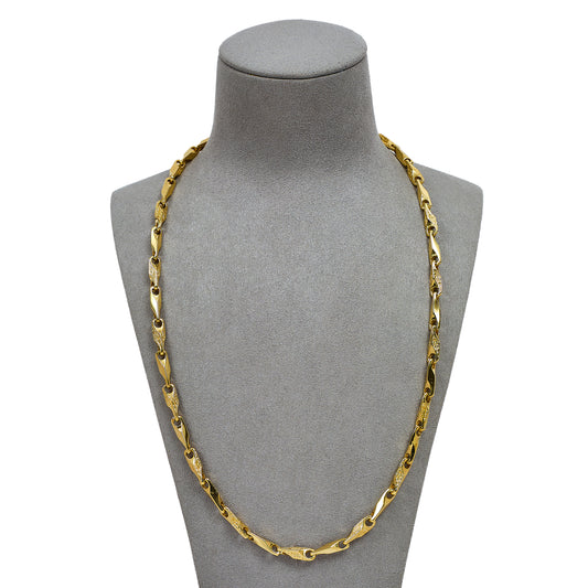 Pre-Owned 9ct Gold Tulip Link Pattern Polish Necklace