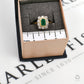 Pre-Owned 9ct Gold Emerald & Diamond Cluster Ring Size L
