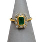 Pre-Owned 9ct Gold Emerald & Diamond Cluster Ring Size L