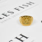 Pre-Owned 18ct Gold Shield Design Signet Ring Size T