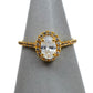 Pre-Owned 18ct Gold CZ Oval Cluster & CZ Sides Ring Size N.5