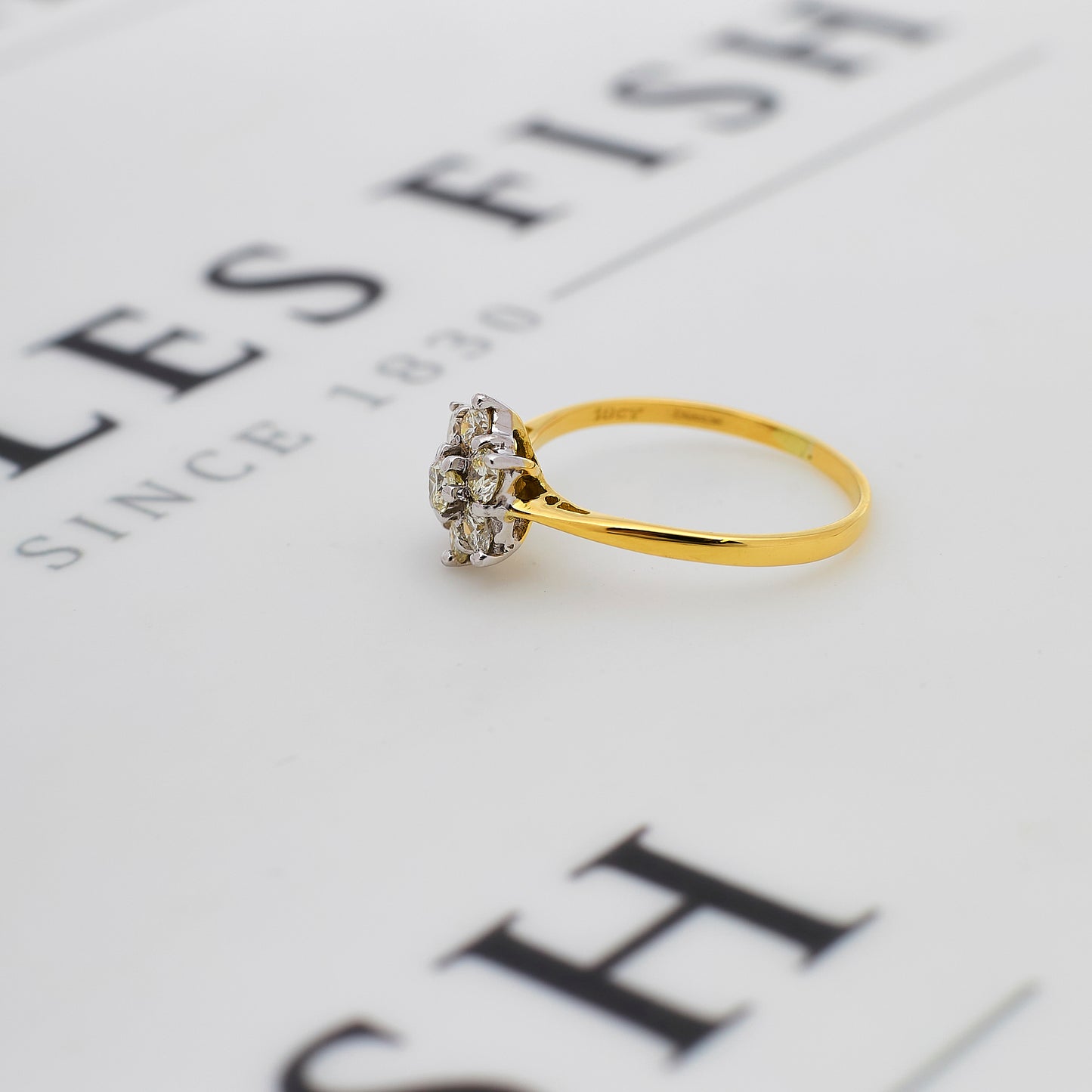 Pre-Owned 18ct Gold 7 Diamond Cluster Ring Size P