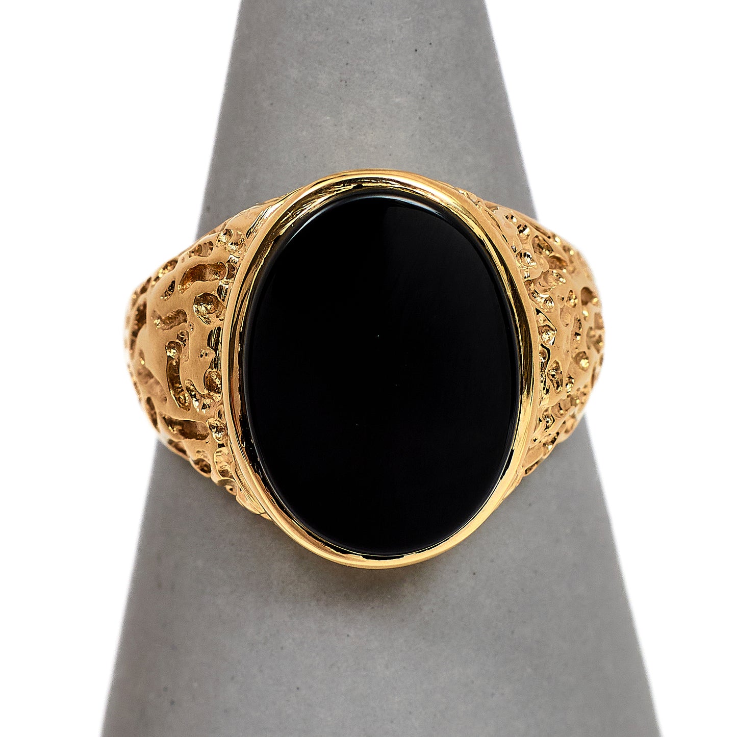 Pre-Owned 9ct Gold Oval Onyx Signet Ring Size R