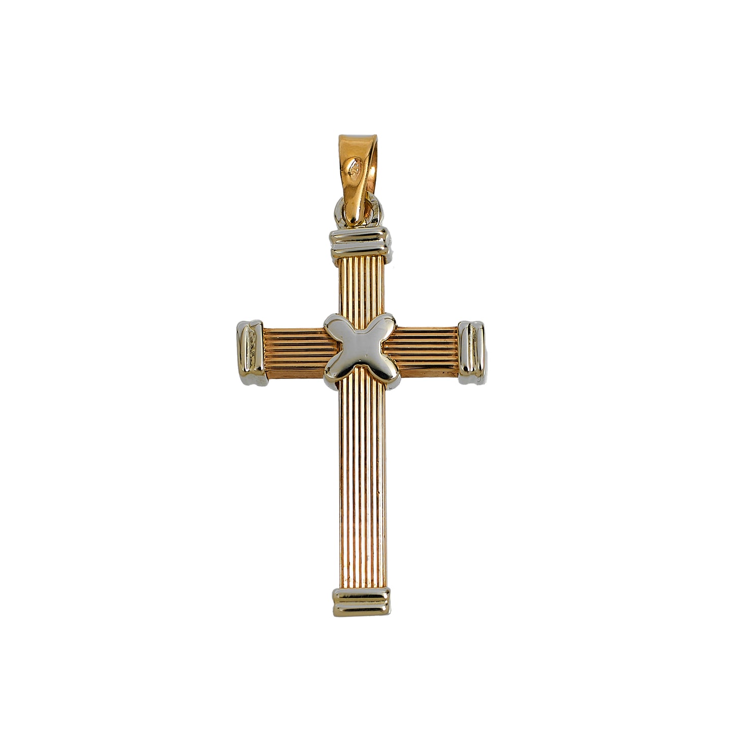 Pre-Owned 9ct Gold 2 Cross Pendant Grooved