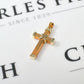 Pre-Owned 9ct Gold 2 Cross Pendant Grooved