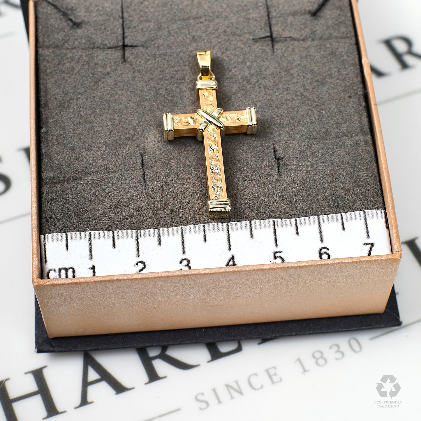 Pre-Owned 9ct Gold 2 Cross Pendant Grooved