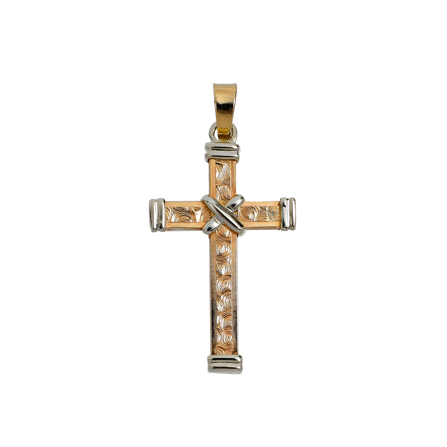 Pre-Owned 9ct Gold 2 Cross Pendant Grooved