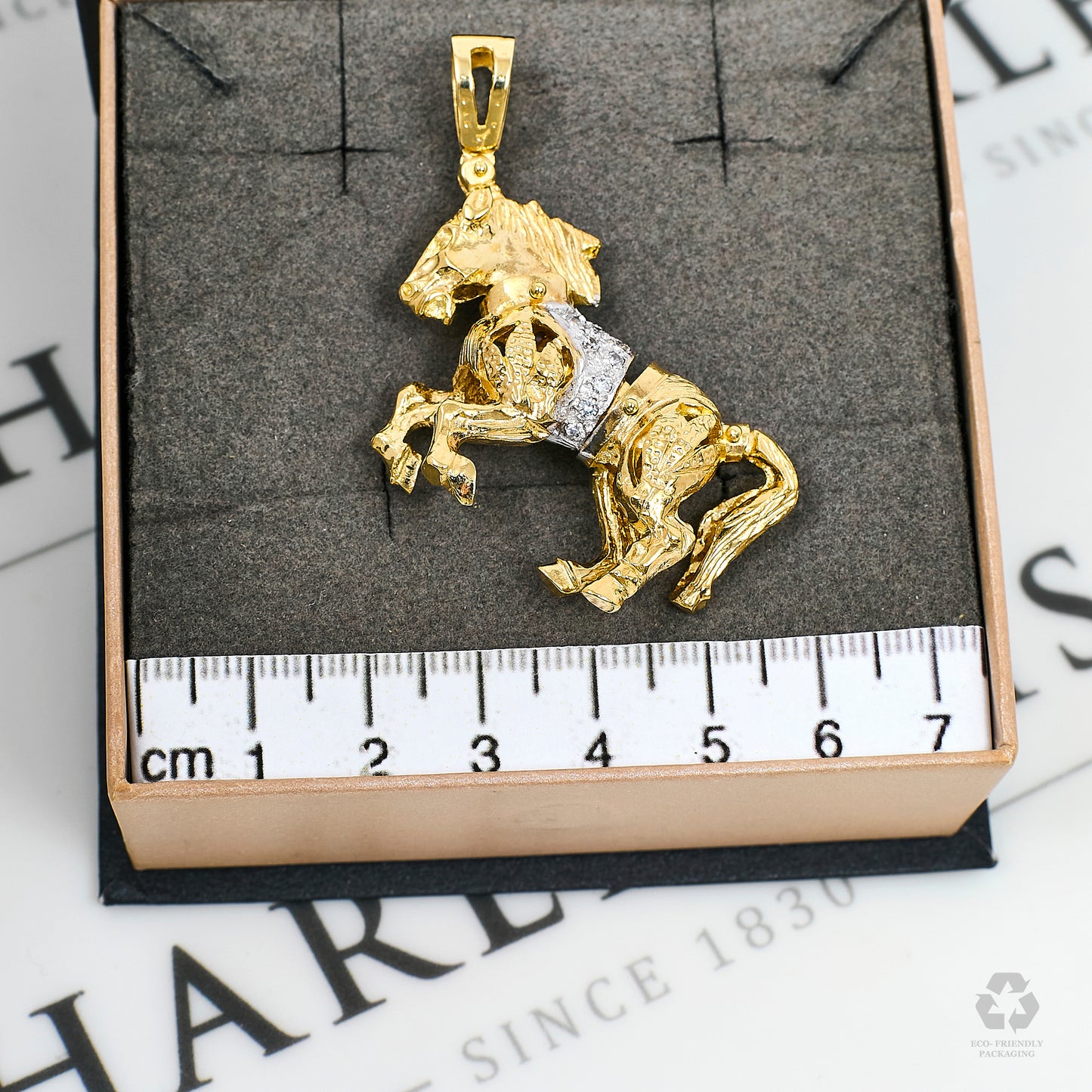 Pre-Owned 9ct Gold CZ Horse Pendant