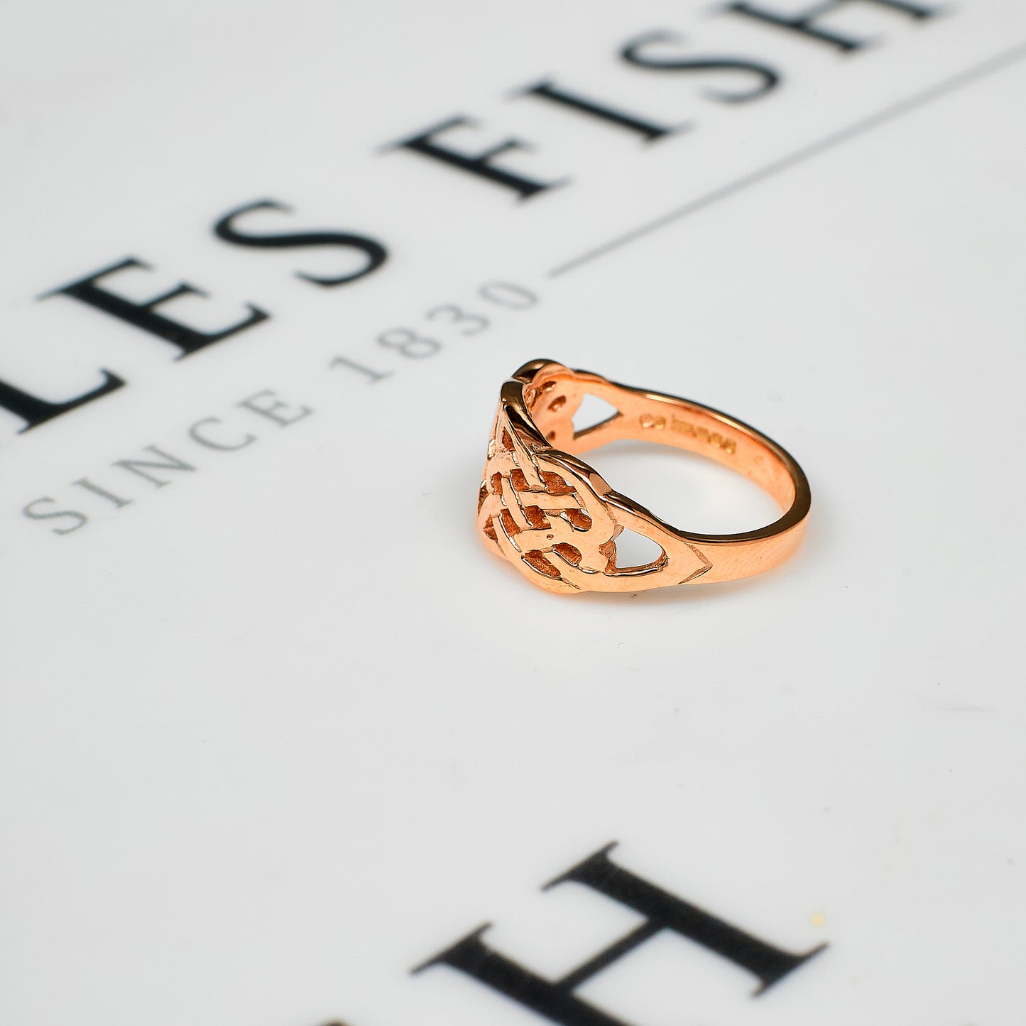 Pre-Owned 9ct Rose Gold Celtic Knot Ring Size J.5