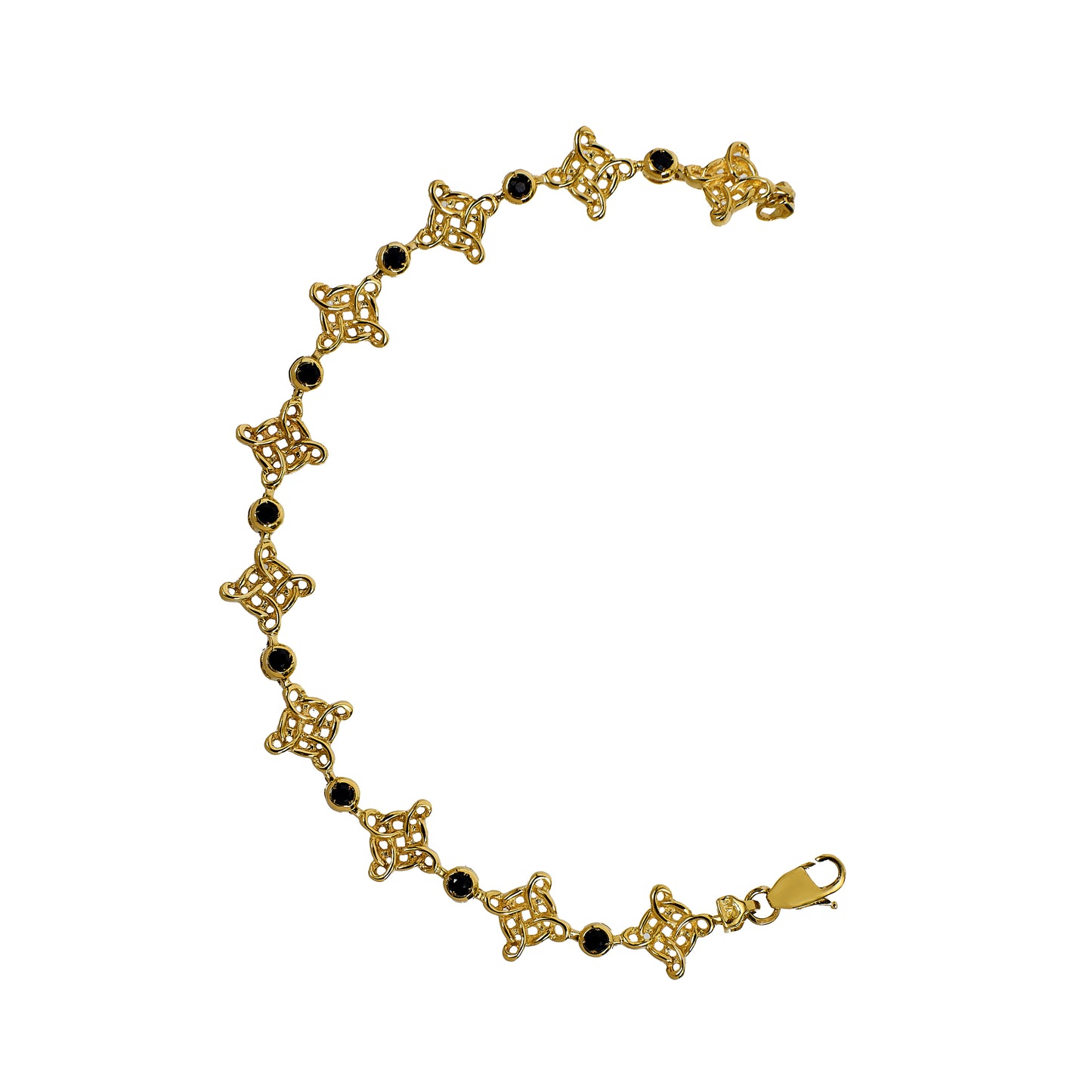 Pre-Owned 9ct Gold Sapphire Knot Bracelet 7 Inch