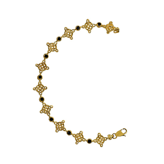 Pre-Owned 9ct Gold Sapphire Knot Bracelet 7 Inch