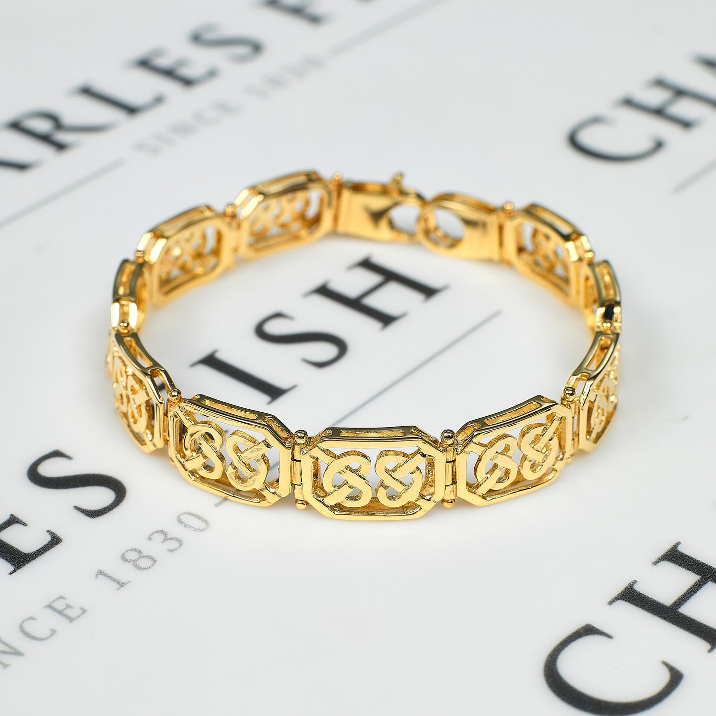 Pre-Owned 9ct Gold Celtic Knot Bracelet 7.5 Inch
