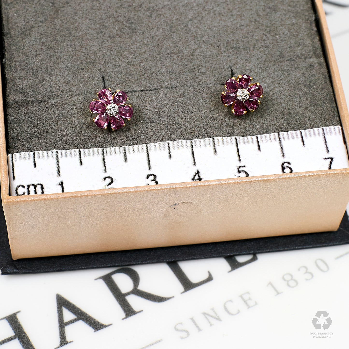 Pre-Owned 9ct Gold Diamond & Sapphire Flower Stud Earrings