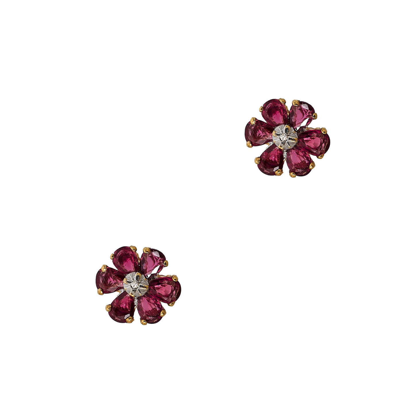 Pre-Owned 9ct Gold Diamond & Sapphire Flower Stud Earrings