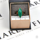 Pre-Owned 14ct Pointed Ellipse Cabochon Green Agate Ring
