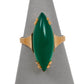 Pre-Owned 14ct Pointed Ellipse Cabochon Green Agate Ring