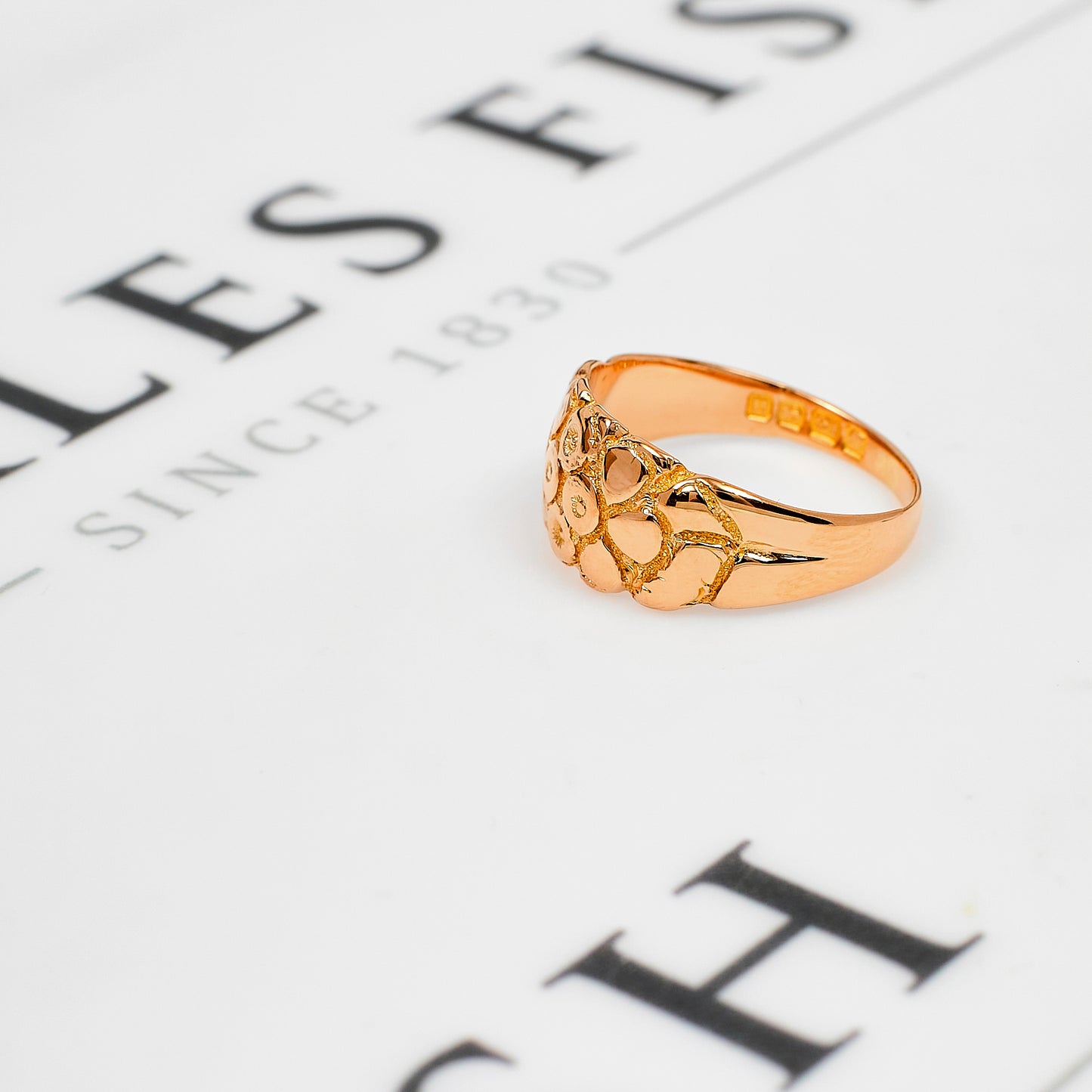 Pre-Owned 18ct Gold Bark Design Ring Size O