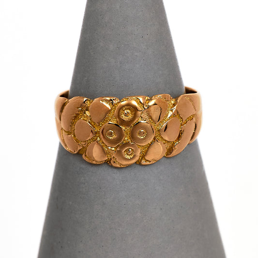Pre-Owned 18ct Gold Bark Design Ring Size O