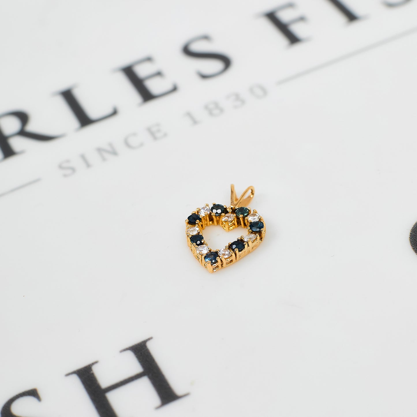 Pre-Owned 9ct Gold Sapphire & CZ Heart Pendant