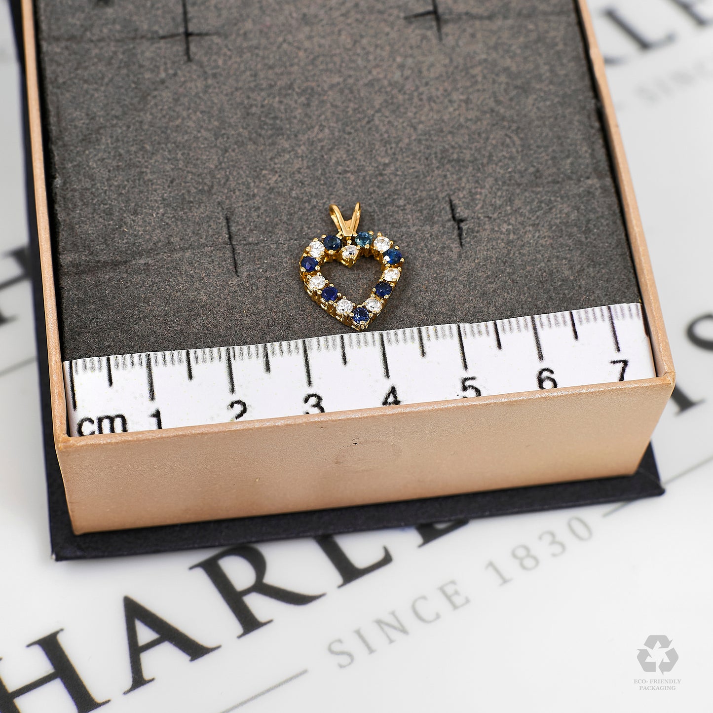 Pre-Owned 9ct Gold Sapphire & CZ Heart Pendant