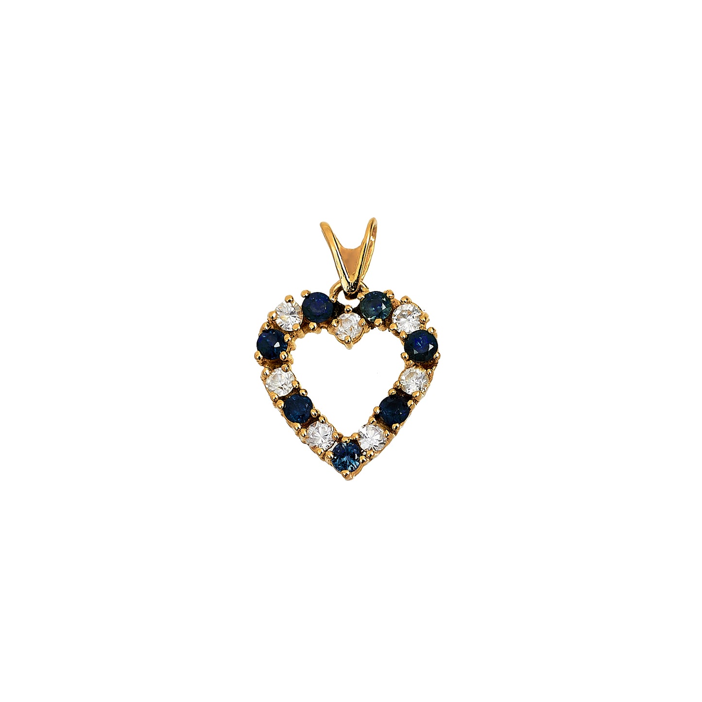 Pre-Owned 9ct Gold Sapphire & CZ Heart Pendant