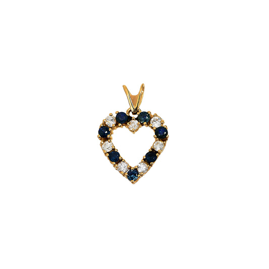 Pre-Owned 9ct Gold Sapphire & CZ Heart Pendant