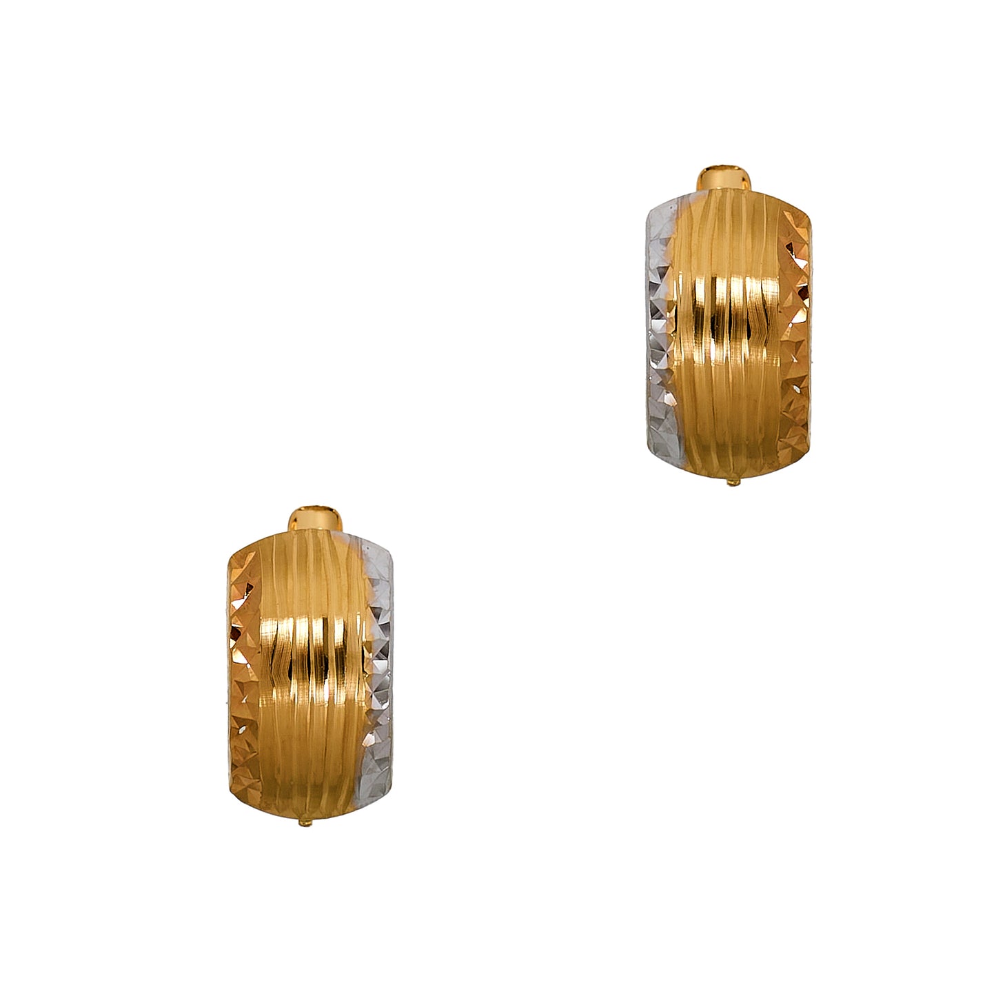 Pre-Owned 18ct Gold Tricolor Patterned Hinged Earrings