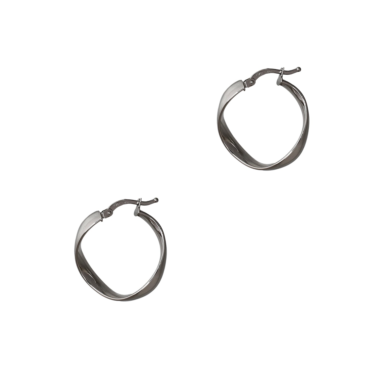 Pre-Owned 9ct White Gold Wavy Creole Hoop Earrings