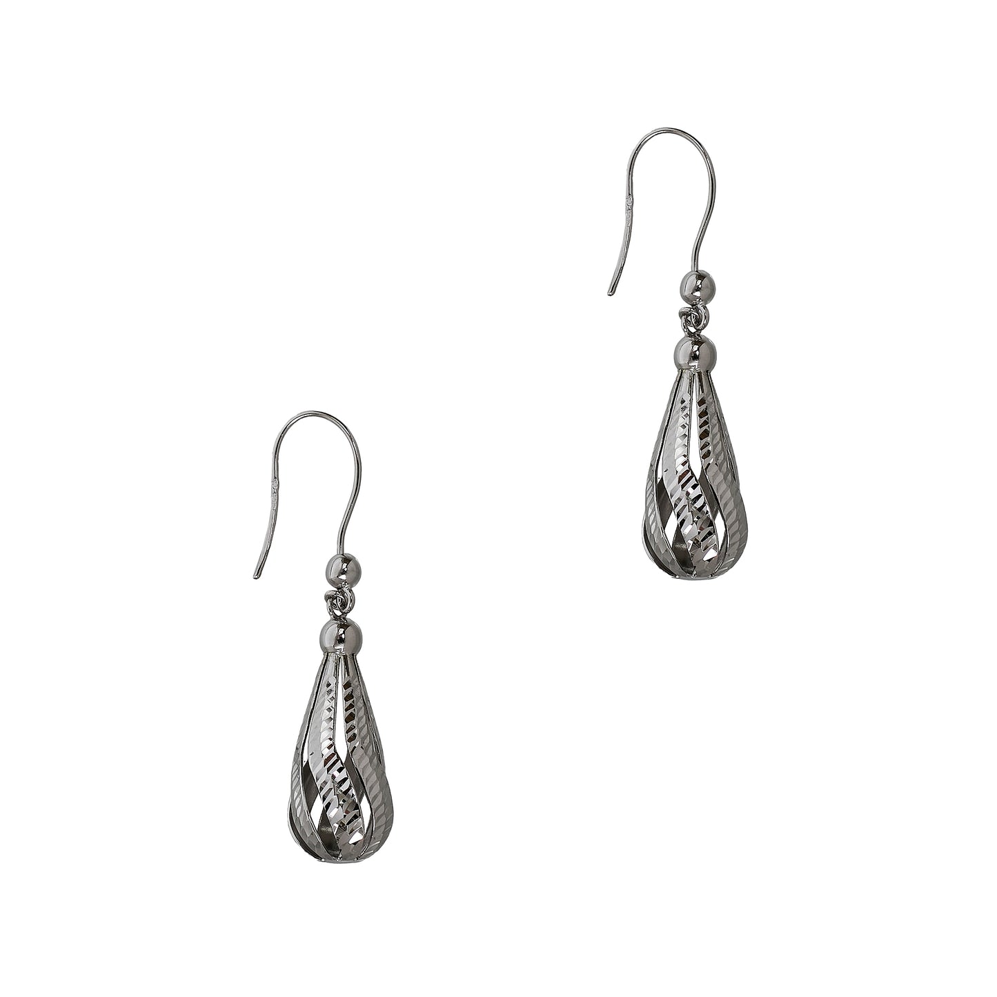 Pre-Owned 9ct White Gold Bomber Drop Earrings