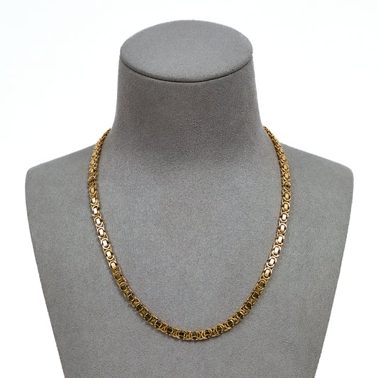 Pre-Owned 9ct Gold Flat Byzantine Chain Necklace 16 Inch