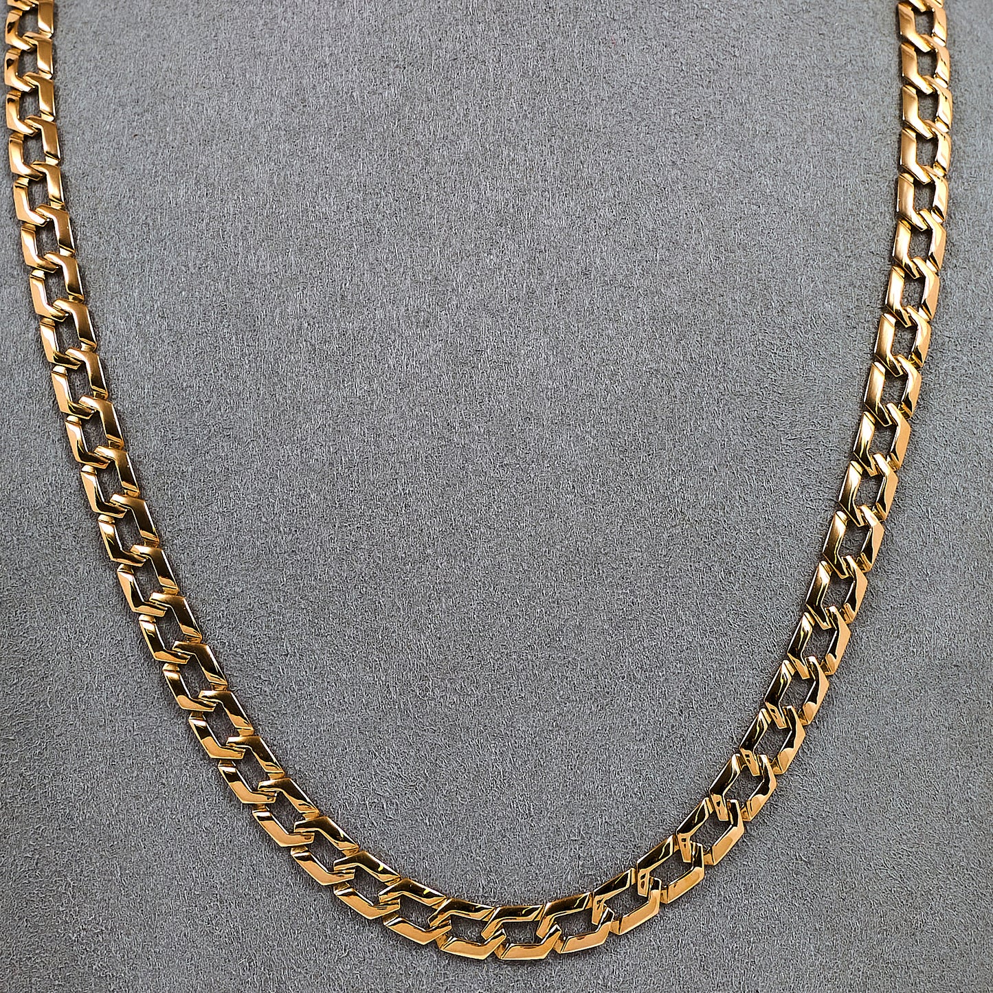 Pre-Owned 9ct Gold Hexagon Shaped Link Necklace 18 Inch