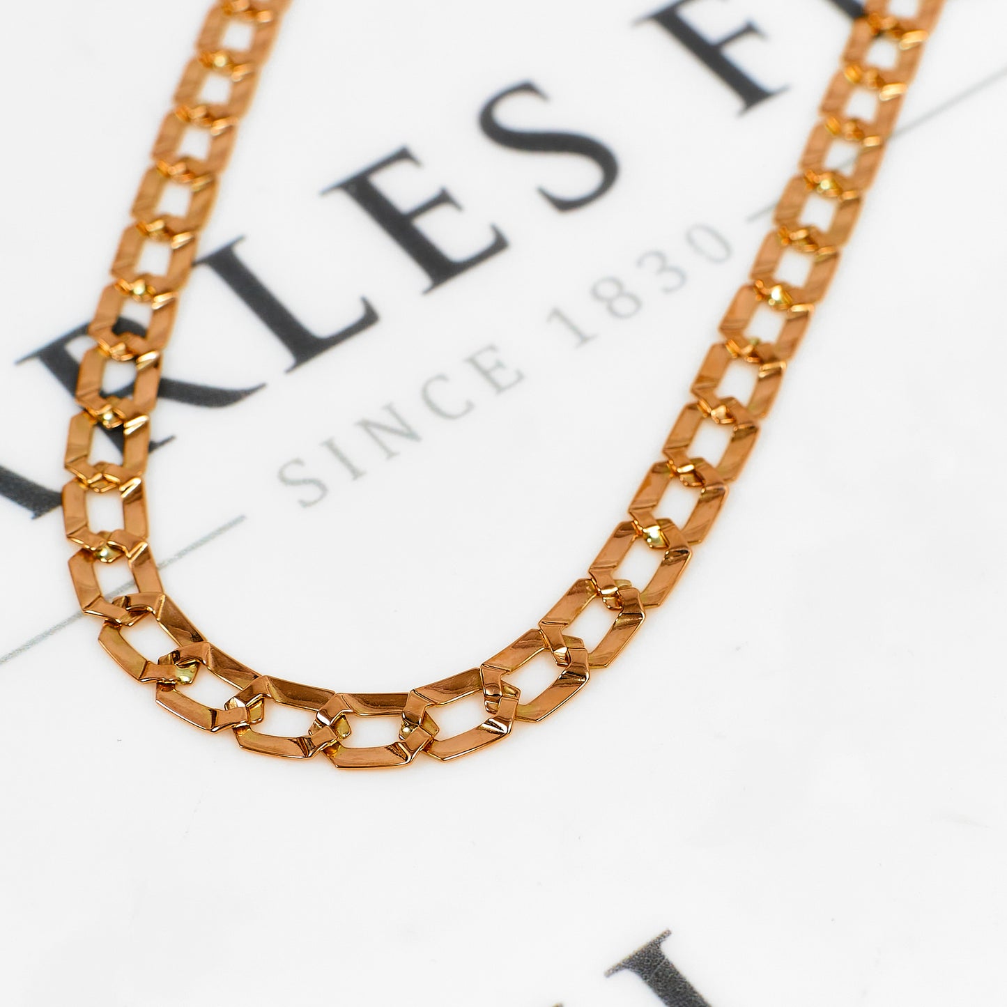 Pre-Owned 9ct Gold Hexagon Shaped Link Necklace 18 Inch