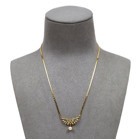 Pre-Owned 18ct Gold Cultured Pearl & Diamond Dress Necklace