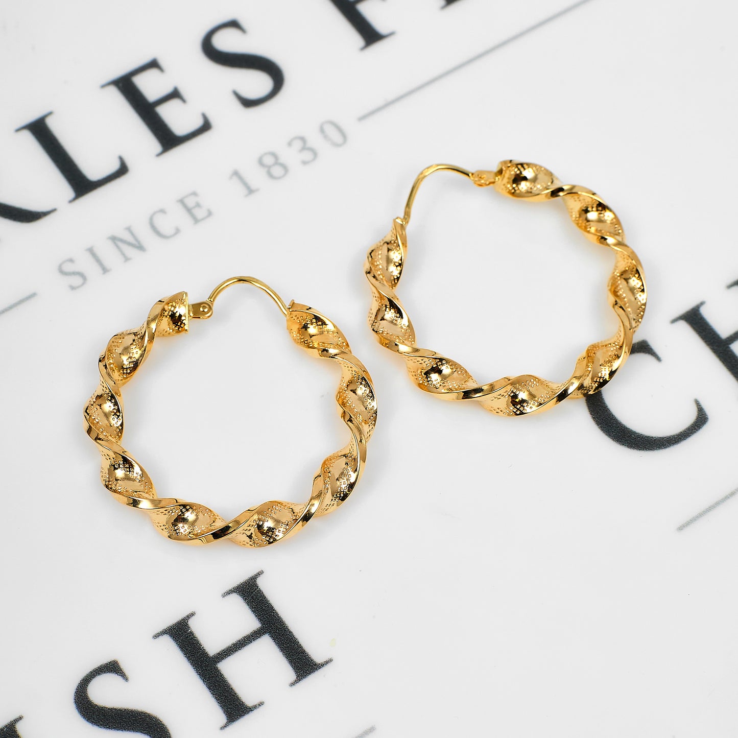 Pre-Owned 9ct Gold Twist Creole Hoop Earrings