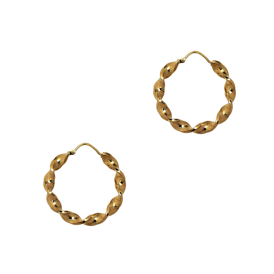 Pre-Owned 9ct Gold Twist Creole Hoop Earrings