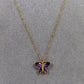 Pre-Owned 18ct Gold Multicolour CZ Butterfly Pendant & Chain