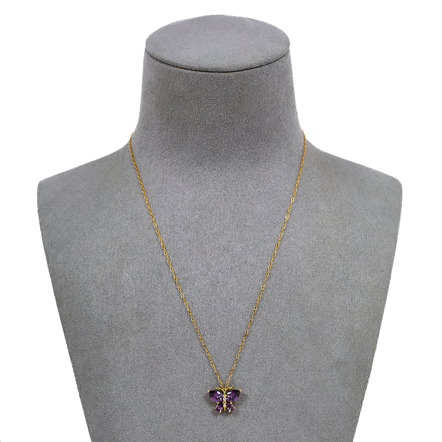 Pre-Owned 18ct Gold Multicolour CZ Butterfly Pendant & Chain