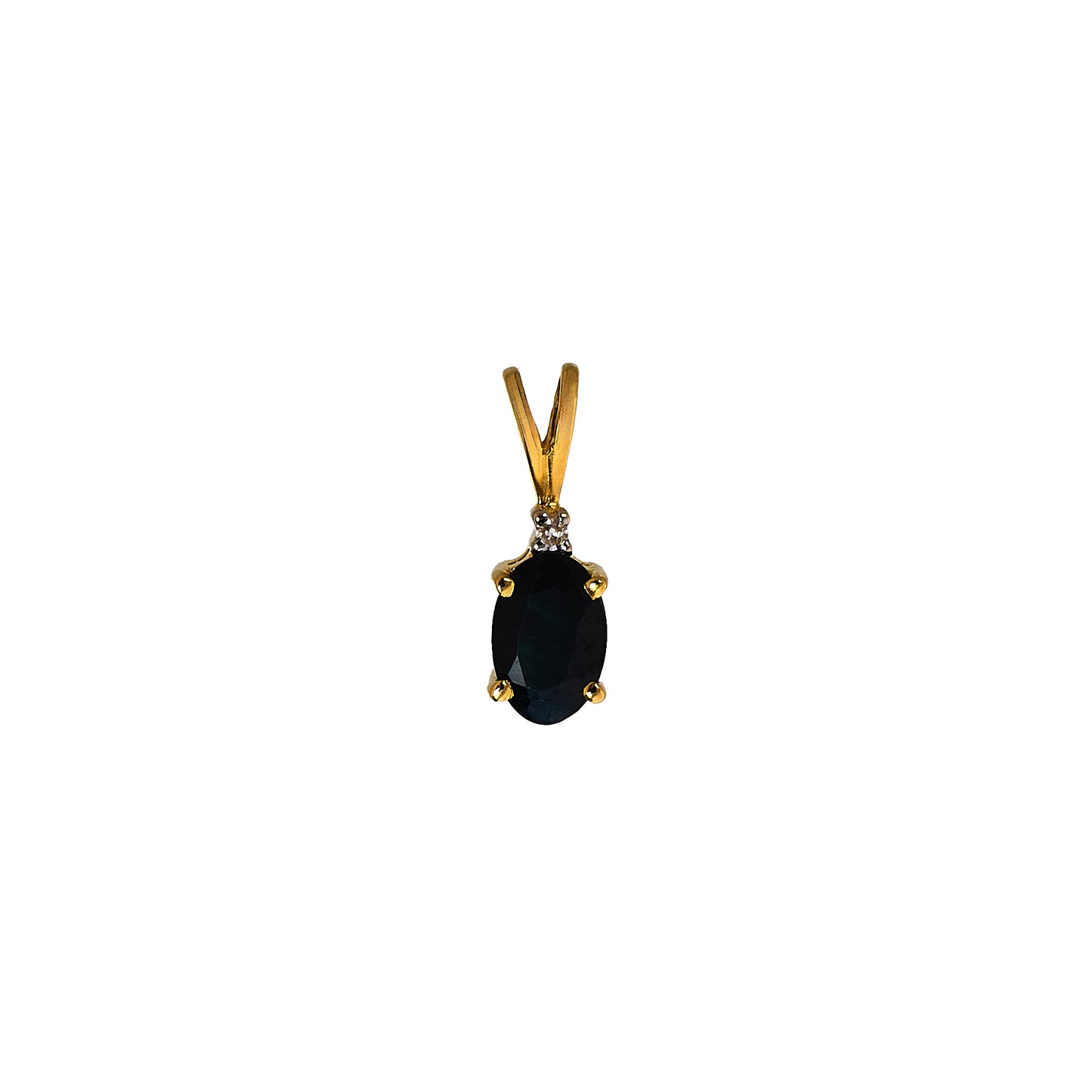 Pre-Owned 18ct Gold Oval Sapphire & Diamond Pendant Petite
